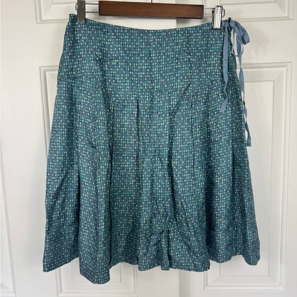 Marc Jacobs 100% Silk Blue Skirt With Geometric Designs Size‎ 4
